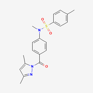 molecular formula C20H21N3O3S B3202015 N-(4-(3,5-dimethyl-1H-pyrazole-1-carbonyl)phenyl)-N,4-dimethylbenzenesulfonamide CAS No. 1020502-78-6