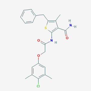 molecular formula C23H23ClN2O3S B320206 5-Benzyl-2-{[(4-chloro-3,5-dimethylphenoxy)acetyl]amino}-4-methyl-3-thiophenecarboxamide 