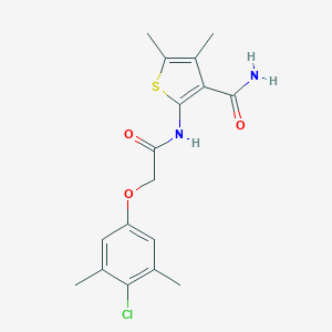 molecular formula C17H19ClN2O3S B320207 2-{[(4-Chloro-3,5-dimethylphenoxy)acetyl]amino}-4,5-dimethyl-3-thiophenecarboxamide 