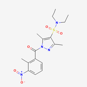 molecular formula C17H22N4O5S B3202085 N,N-diethyl-3,5-dimethyl-1-(2-methyl-3-nitrobenzoyl)-1H-pyrazole-4-sulfonamide CAS No. 1020503-35-8