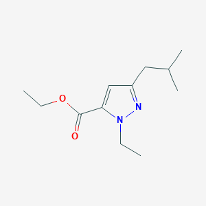 molecular formula C12H20N2O2 B3202122 1-Ethyl-3-(2-methylpropyl)-1H-pyrazole-5-carboxylic acid ethyl ester CAS No. 1020722-56-8