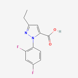 molecular formula C12H10F2N2O2 B3202126 1-(2,4-Difluorophenyl)-3-ethyl-1H-pyrazole-5-carboxylic acid CAS No. 1020723-82-3
