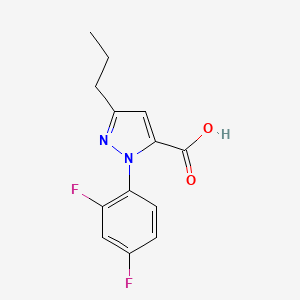 molecular formula C13H12F2N2O2 B3202130 1-(2,4-Difluorophenyl)-3-propyl-1H-pyrazole-5-carboxylic acid CAS No. 1020723-91-4