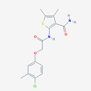 molecular formula C16H17ClN2O3S B320215 2-{[(4-Chloro-3-methylphenoxy)acetyl]amino}-4,5-dimethyl-3-thiophenecarboxamide 
