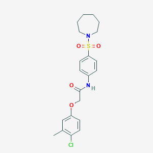 molecular formula C21H25ClN2O4S B320222 N-[4-(1-azepanylsulfonyl)phenyl]-2-(4-chloro-3-methylphenoxy)acetamide 