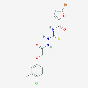 molecular formula C15H13BrClN3O4S B320225 5-bromo-N-({2-[(4-chloro-3-methylphenoxy)acetyl]hydrazino}carbothioyl)-2-furamide 
