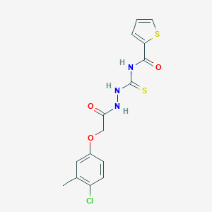 molecular formula C15H14ClN3O3S2 B320226 N-({2-[(4-chloro-3-methylphenoxy)acetyl]hydrazino}carbothioyl)-2-thiophenecarboxamide 