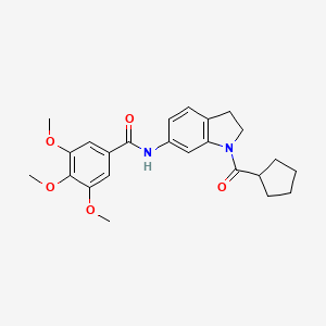 molecular formula C24H28N2O5 B3202309 N-(1-(cyclopentanecarbonyl)indolin-6-yl)-3,4,5-trimethoxybenzamide CAS No. 1021207-24-8