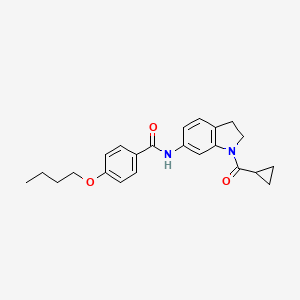 molecular formula C23H26N2O3 B3202316 4-butoxy-N-(1-(cyclopropanecarbonyl)indolin-6-yl)benzamide CAS No. 1021207-61-3