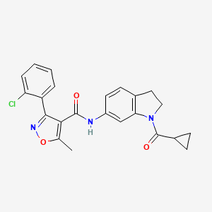 3-(2-chlorophenyl)-N-(1-(cyclopropanecarbonyl)indolin-6-yl)-5-methylisoxazole-4-carboxamide