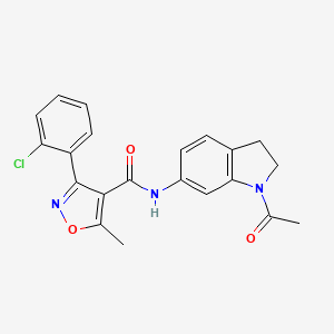 molecular formula C21H18ClN3O3 B3202323 N-(1-acetylindolin-6-yl)-3-(2-chlorophenyl)-5-methylisoxazole-4-carboxamide CAS No. 1021208-11-6