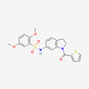 molecular formula C21H20N2O5S2 B3202333 2,5-dimethoxy-N-(1-(thiophene-2-carbonyl)indolin-6-yl)benzenesulfonamide CAS No. 1021208-34-3