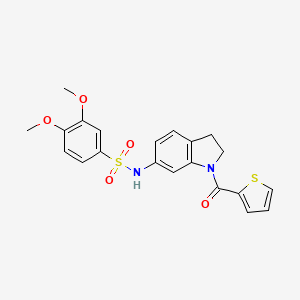 molecular formula C21H20N2O5S2 B3202338 3,4-dimethoxy-N-(1-(thiophene-2-carbonyl)indolin-6-yl)benzenesulfonamide CAS No. 1021208-37-6