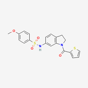 molecular formula C20H18N2O4S2 B3202348 4-methoxy-N-(1-(thiophene-2-carbonyl)indolin-6-yl)benzenesulfonamide CAS No. 1021208-46-7