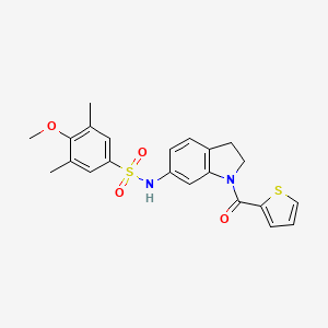 4-methoxy-3,5-dimethyl-N-(1-(thiophene-2-carbonyl)indolin-6-yl)benzenesulfonamide