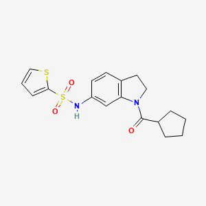 molecular formula C18H20N2O3S2 B3202366 N-(1-(cyclopentanecarbonyl)indolin-6-yl)thiophene-2-sulfonamide CAS No. 1021208-66-1