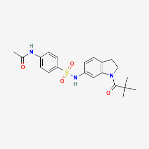 molecular formula C21H25N3O4S B3202393 N-(4-(N-(1-pivaloylindolin-6-yl)sulfamoyl)phenyl)acetamide CAS No. 1021208-78-5