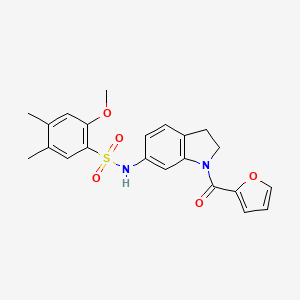 molecular formula C22H22N2O5S B3202398 N-(1-(furan-2-carbonyl)indolin-6-yl)-2-methoxy-4,5-dimethylbenzenesulfonamide CAS No. 1021208-95-6