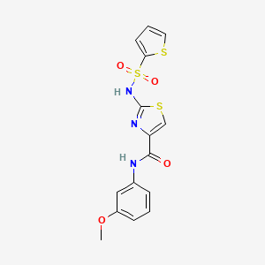 molecular formula C15H13N3O4S3 B3202453 N-(3-methoxyphenyl)-2-(thiophene-2-sulfonamido)thiazole-4-carboxamide CAS No. 1021209-43-7
