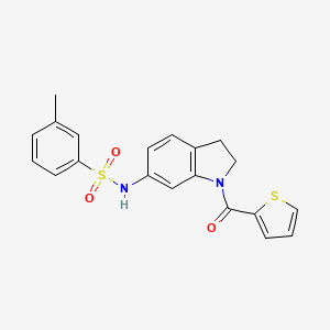 molecular formula C20H18N2O3S2 B3202486 3-methyl-N-(1-(thiophene-2-carbonyl)indolin-6-yl)benzenesulfonamide CAS No. 1021210-08-1