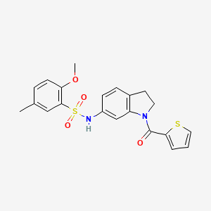 molecular formula C21H20N2O4S2 B3202494 2-methoxy-5-methyl-N-(1-(thiophene-2-carbonyl)indolin-6-yl)benzenesulfonamide CAS No. 1021210-09-2
