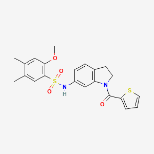molecular formula C22H22N2O4S2 B3202495 2-methoxy-4,5-dimethyl-N-(1-(thiophene-2-carbonyl)indolin-6-yl)benzenesulfonamide CAS No. 1021210-12-7
