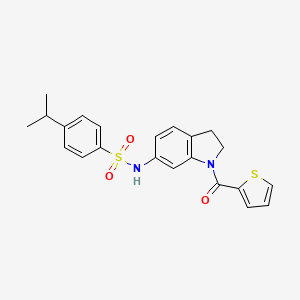 molecular formula C22H22N2O3S2 B3202500 4-isopropyl-N-(1-(thiophene-2-carbonyl)indolin-6-yl)benzenesulfonamide CAS No. 1021210-15-0