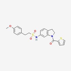 molecular formula C22H22N2O4S2 B3202505 2-(4-methoxyphenyl)-N-(1-(thiophene-2-carbonyl)indolin-6-yl)ethanesulfonamide CAS No. 1021210-19-4