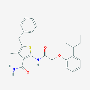 molecular formula C25H28N2O3S B320251 5-Benzyl-2-{[(2-sec-butylphenoxy)acetyl]amino}-4-methyl-3-thiophenecarboxamide 