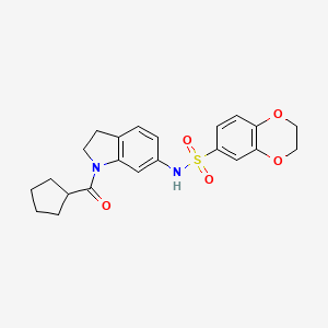 molecular formula C22H24N2O5S B3202510 N-(1-(cyclopentanecarbonyl)indolin-6-yl)-2,3-dihydrobenzo[b][1,4]dioxine-6-sulfonamide CAS No. 1021210-27-4