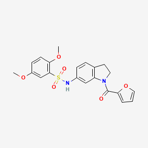 molecular formula C21H20N2O6S B3202524 N-(1-(furan-2-carbonyl)indolin-6-yl)-2,5-dimethoxybenzenesulfonamide CAS No. 1021210-44-5
