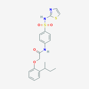 molecular formula C21H23N3O4S2 B320253 2-(2-sec-butylphenoxy)-N-{4-[(1,3-thiazol-2-ylamino)sulfonyl]phenyl}acetamide 