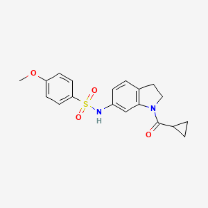 molecular formula C19H20N2O4S B3202561 N-(1-(cyclopropanecarbonyl)indolin-6-yl)-4-methoxybenzenesulfonamide CAS No. 1021210-71-8