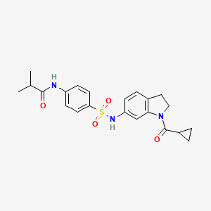 molecular formula C22H25N3O4S B3202574 N-(4-(N-(1-(cyclopropanecarbonyl)indolin-6-yl)sulfamoyl)phenyl)isobutyramide CAS No. 1021210-83-2