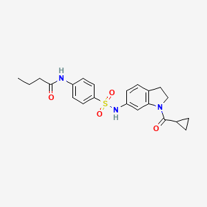 molecular formula C22H25N3O4S B3202577 N-(4-(N-(1-(cyclopropanecarbonyl)indolin-6-yl)sulfamoyl)phenyl)butyramide CAS No. 1021210-85-4