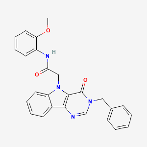 molecular formula C26H22N4O3 B3202613 2-(3-benzyl-4-oxo-3H-pyrimido[5,4-b]indol-5(4H)-yl)-N-(2-methoxyphenyl)acetamide CAS No. 1021211-76-6