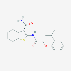 molecular formula C21H26N2O3S B320262 2-{[(2-Sec-butylphenoxy)acetyl]amino}-4,5,6,7-tetrahydro-1-benzothiophene-3-carboxamide 
