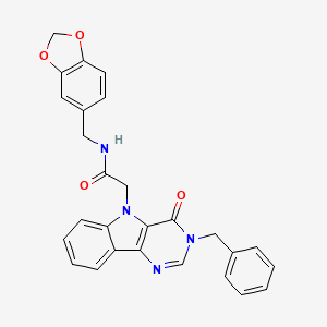 molecular formula C27H22N4O4 B3202637 N-(1,3-benzodioxol-5-ylmethyl)-2-(3-benzyl-4-oxo-3,4-dihydro-5H-pyrimido[5,4-b]indol-5-yl)acetamide CAS No. 1021211-99-3