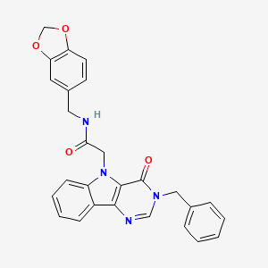 N-[(2H-1,3-benzodioxol-5-yl)methyl]-2-{3-benzyl-4-oxo-3H,4H,5H-pyrimido[5,4-b]indol-5-yl}acetamide