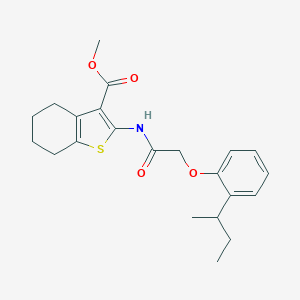 molecular formula C22H27NO4S B320264 Methyl 2-{[(2-sec-butylphenoxy)acetyl]amino}-4,5,6,7-tetrahydro-1-benzothiophene-3-carboxylate 