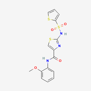 molecular formula C15H13N3O4S3 B3202651 N-(2-methoxyphenyl)-2-(thiophene-2-sulfonamido)thiazole-4-carboxamide CAS No. 1021212-41-8