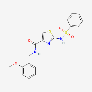 molecular formula C18H17N3O4S2 B3202655 N-(2-methoxybenzyl)-2-(phenylsulfonamido)thiazole-4-carboxamide CAS No. 1021212-76-9