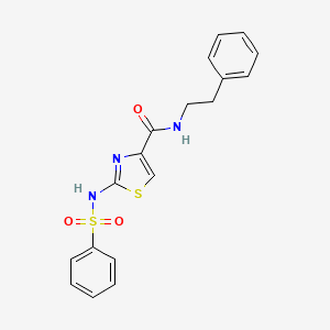 molecular formula C18H17N3O3S2 B3202668 N-phenethyl-2-(phenylsulfonamido)thiazole-4-carboxamide CAS No. 1021212-84-9