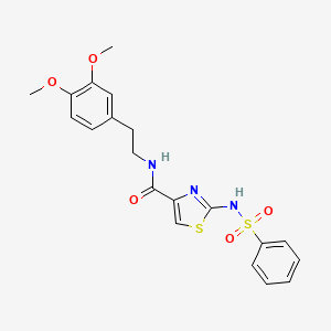 molecular formula C20H21N3O5S2 B3202671 N-(3,4-dimethoxyphenethyl)-2-(phenylsulfonamido)thiazole-4-carboxamide CAS No. 1021212-88-3