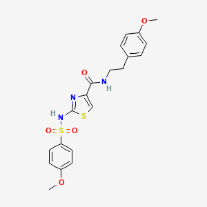 molecular formula C20H21N3O5S2 B3202706 N-(4-methoxyphenethyl)-2-(4-methoxyphenylsulfonamido)thiazole-4-carboxamide CAS No. 1021213-53-5