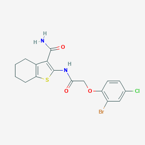 molecular formula C17H16BrClN2O3S B320272 2-{[(2-Bromo-4-chlorophenoxy)acetyl]amino}-4,5,6,7-tetrahydro-1-benzothiophene-3-carboxamide 