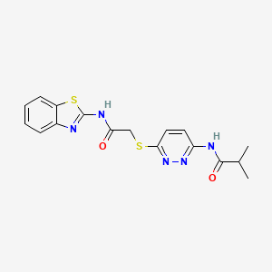 molecular formula C17H17N5O2S2 B3202730 N-(6-((2-(benzo[d]thiazol-2-ylamino)-2-oxoethyl)thio)pyridazin-3-yl)isobutyramide CAS No. 1021214-47-0