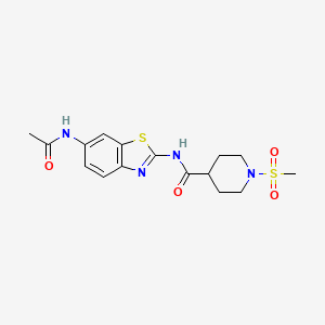 molecular formula C16H20N4O4S2 B3202732 N-(6-acetamidobenzo[d]thiazol-2-yl)-1-(methylsulfonyl)piperidine-4-carboxamide CAS No. 1021214-89-0