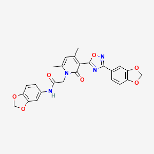 molecular formula C25H20N4O7 B3202739 N-(benzo[d][1,3]dioxol-5-yl)-2-(3-(3-(benzo[d][1,3]dioxol-5-yl)-1,2,4-oxadiazol-5-yl)-4,6-dimethyl-2-oxopyridin-1(2H)-yl)acetamide CAS No. 1021215-25-7