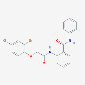 molecular formula C21H16BrClN2O3 B320274 2-{[(2-bromo-4-chlorophenoxy)acetyl]amino}-N-phenylbenzamide 
